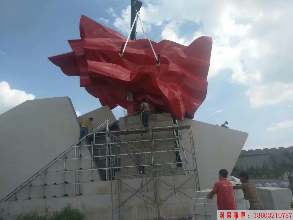 不忘初心,牢记使命红旗雕塑,立体雕塑5