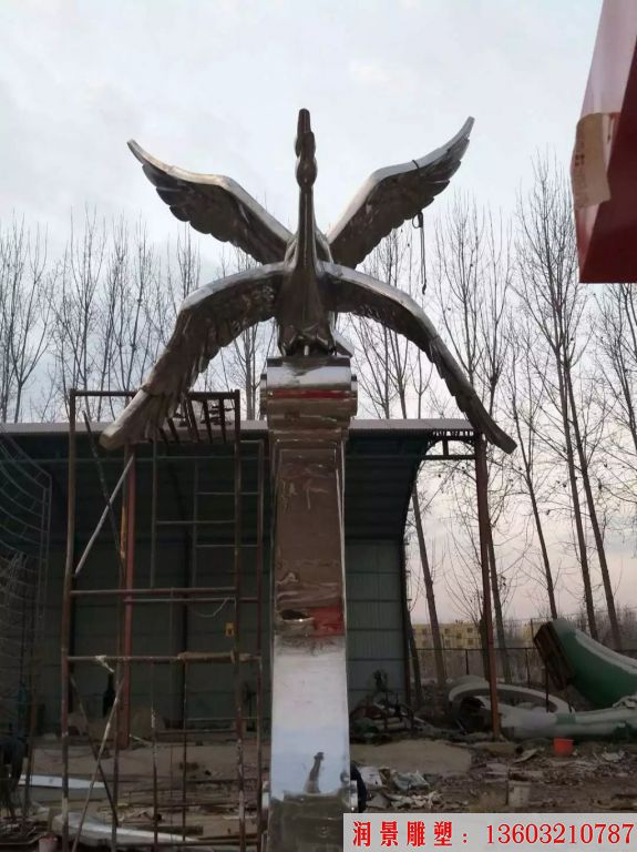 不锈钢大雁雕塑,飞禽雕塑